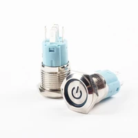 16mm waterproof metal push button switch with led light 3v 5v 6v 12v 24v 36v 220v red blue green yellow self lockinglatching