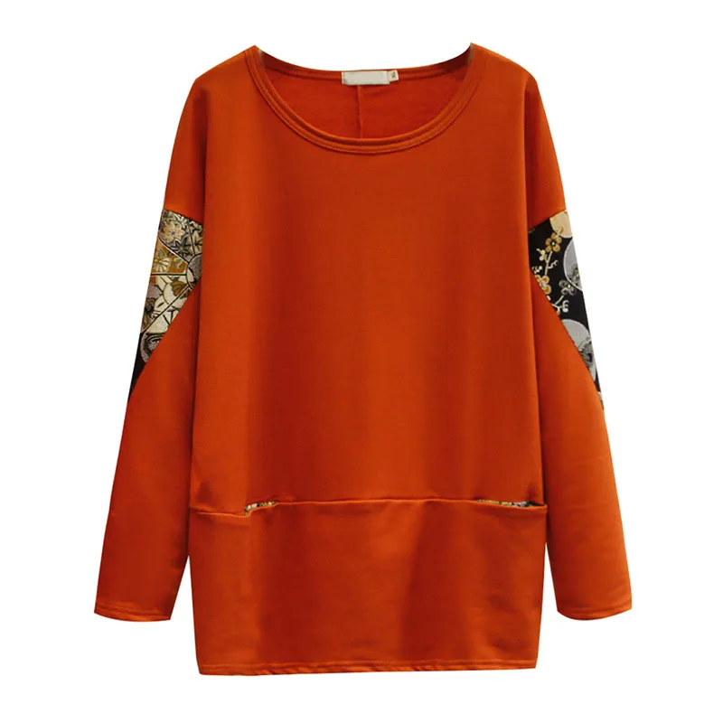 Женская толстовка с длинным рукавом весна 2020 пуловер принтом большой размер