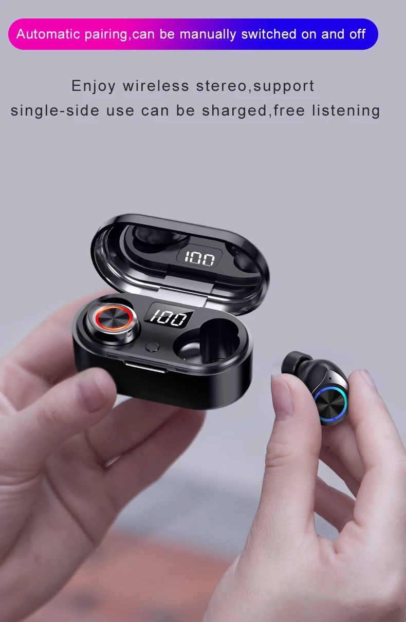 

Tw80 Wireless Headset Bluetooth 5.0 Headset Led Digital Display Headset Ultralight Bluetooth Sports Headset Hands-free In-ear