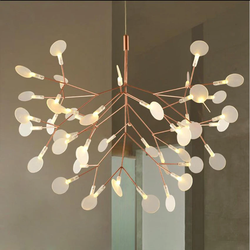 

Modern Led Chandeliers Lighting Fixtures Branch Leaves Firefly Decor Hanging Lamp Living Room Restaurant Lamps Lustre Luminaria