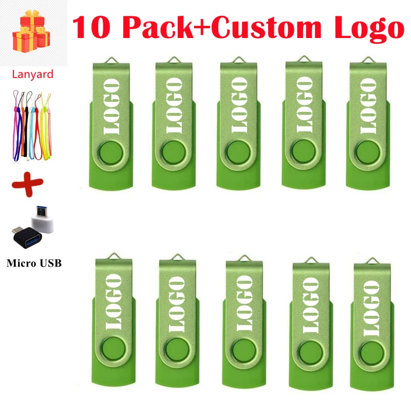 10pcs/lot Rotable USB Flash Drive 2.0 Pen Drives 64GB 32GB 16GB 8GB 4GB Pendrive Usb Memory Stick Free Logo for Photography Gift