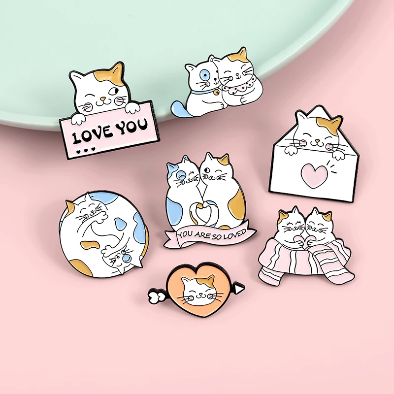Эмалированные значки с надписью I LOVE YOU Couple|Броши| |