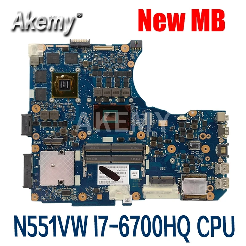 

Akemy N551VW материнская плата для ноутбука For Asus ROG N551V G551V G551VW FX51V FX51VW оригинальная материнская плата HM170 I7-6700HQ GTX960M/4GB