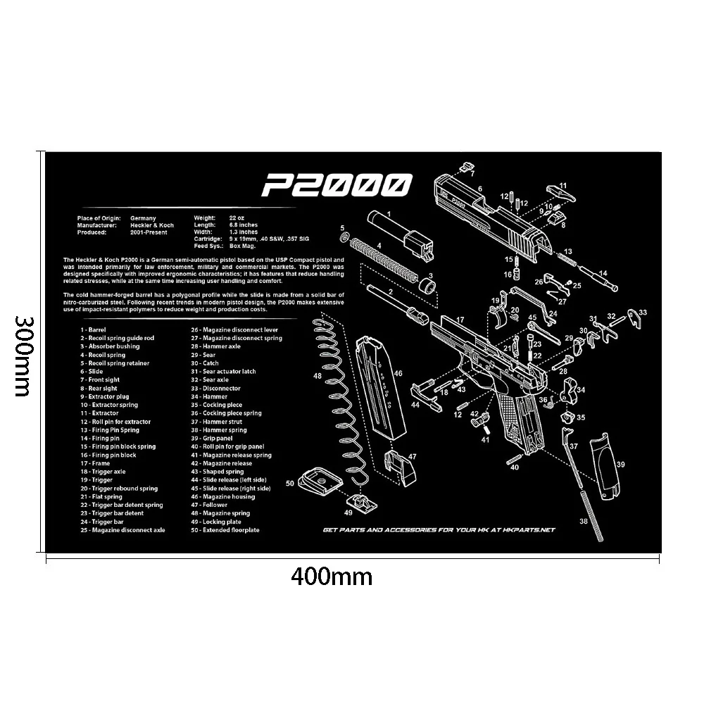 CZ 75 SP 01 Gen4 Glock оружейная Чистящая коврик с Запчасти схема и инструкции оружейников