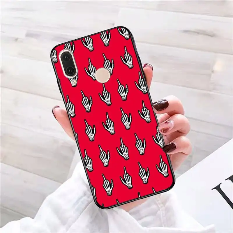 Babaite Funny skull hand Black TPU Soft Rubber Phone Cover Phone Case For Redmi note 8 8Pro 8T 6pro Redmi 8 7A 6A Xiaomi mi 8 9