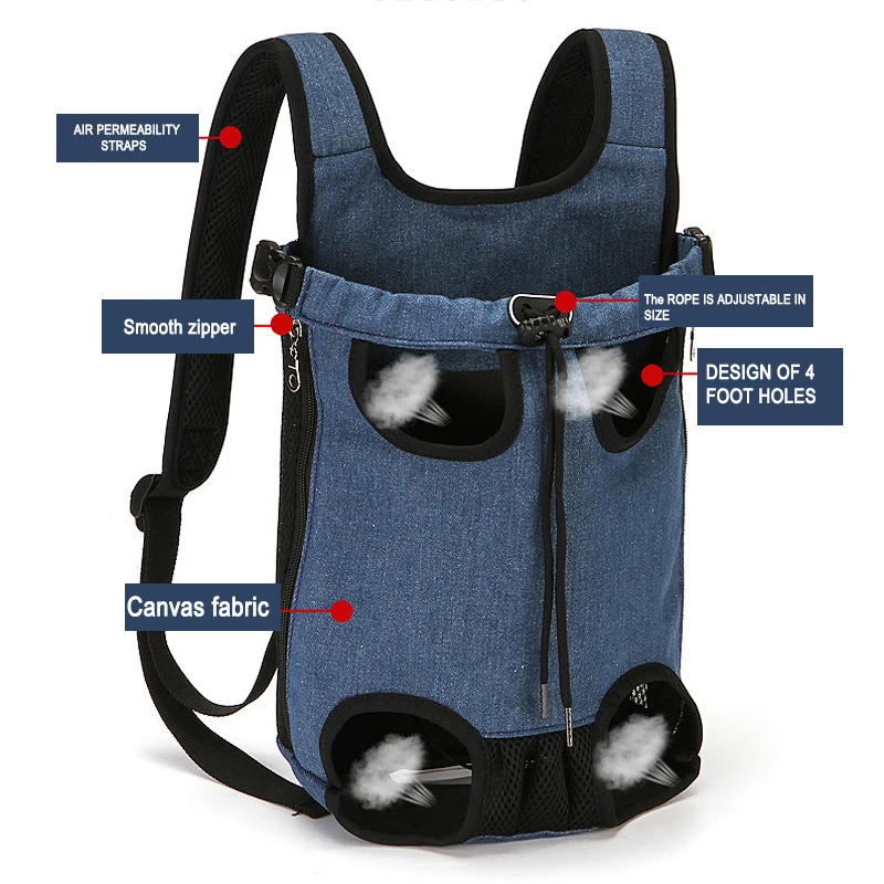 

Дышащий рюкзак для маленькой собаки, прочный регулируемый удобный мягкий защитный ремень, переноска для домашних животных, кошки, щенка, до...