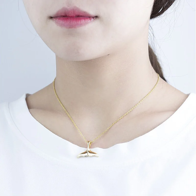

Dolphin Tail Pendant Necklace Gold Silver Color Fashion Elegant Choker Necklaces for Women Bohemian Wedding Jewelry Friends Gift