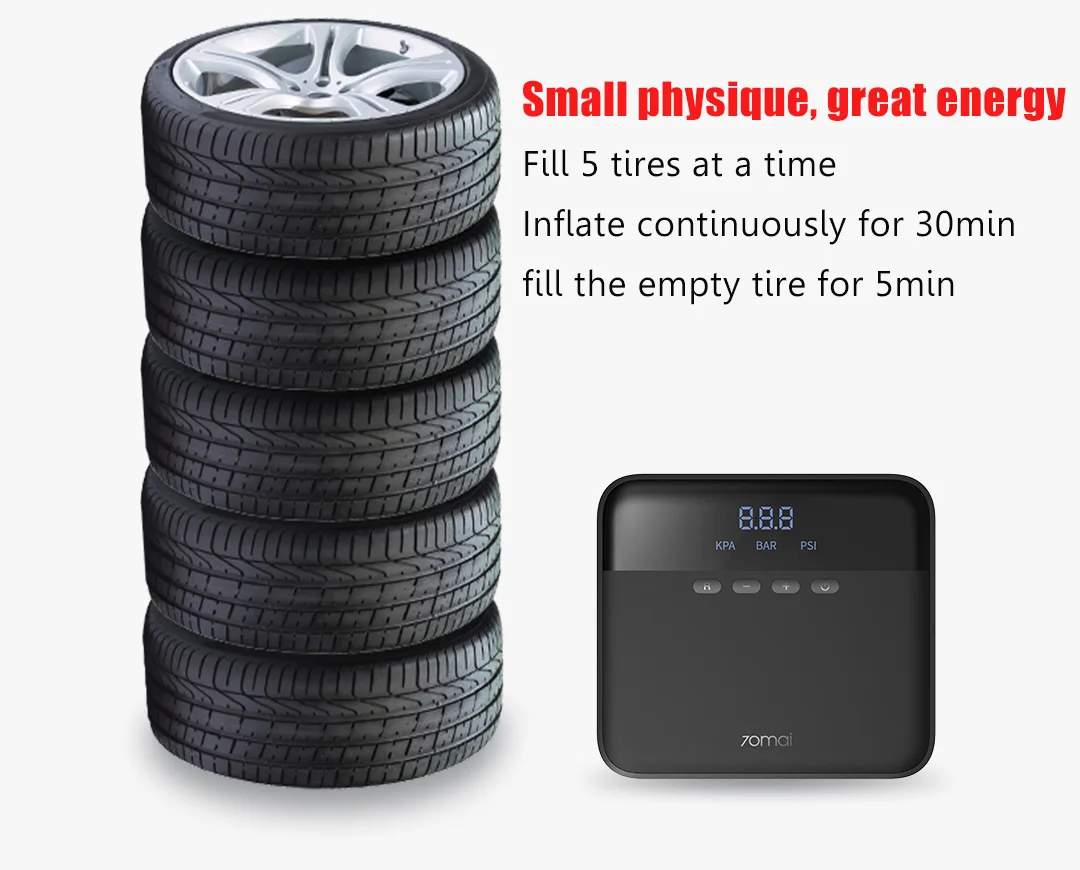 Barato 70mai-compresor De Aire Original Para Coche, Mini Bomba Eléctrica Portátil, Sistema De Supervisión De Presión De Neumáticos, Xiaomi 70mai