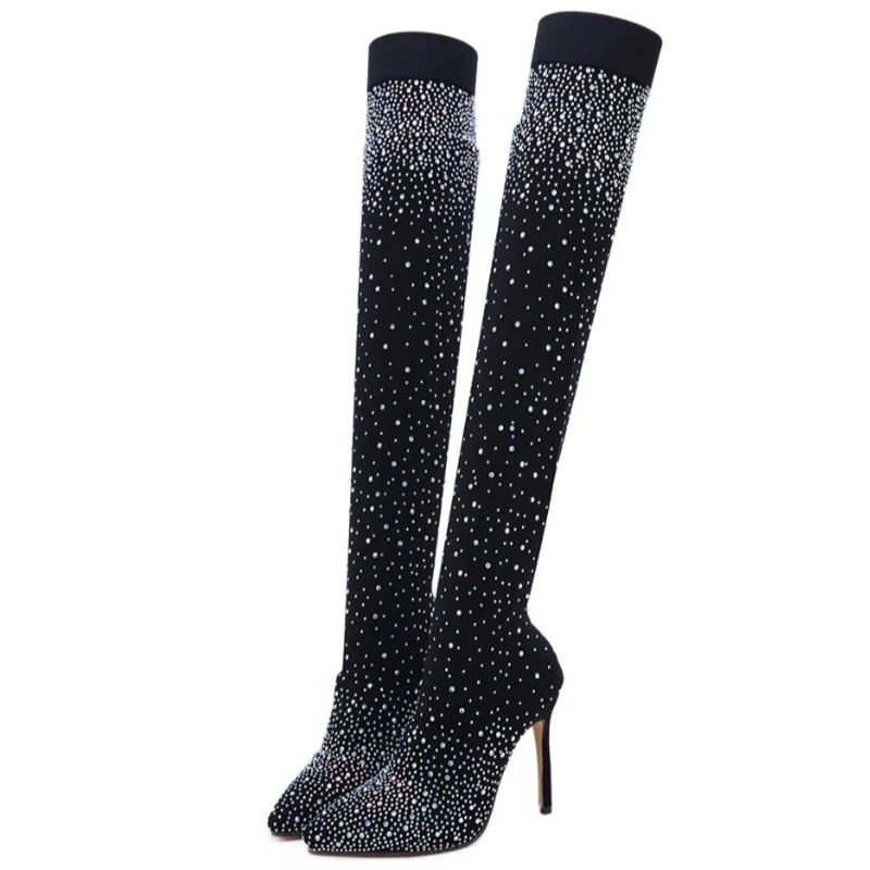 Новые женские сапоги пикантные эластичные выше колена женская обувь на высоком