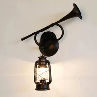 Wall Lamp Retro American Rural creative iron restaurant aisle antique musical instrument kerosene wall lamp