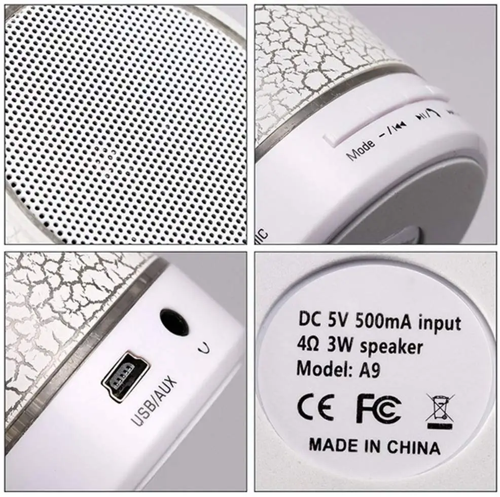 Bluetooth Speaker Mini Wireless Loudspeaker Crack LED TF USB Subwoofer Speakers MP3 Stereo Audio Music Player | Электроника