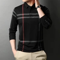 dimi black striped korean top quality casual long sleeve tops men clothes high end designer new fashion brand polo shirt men