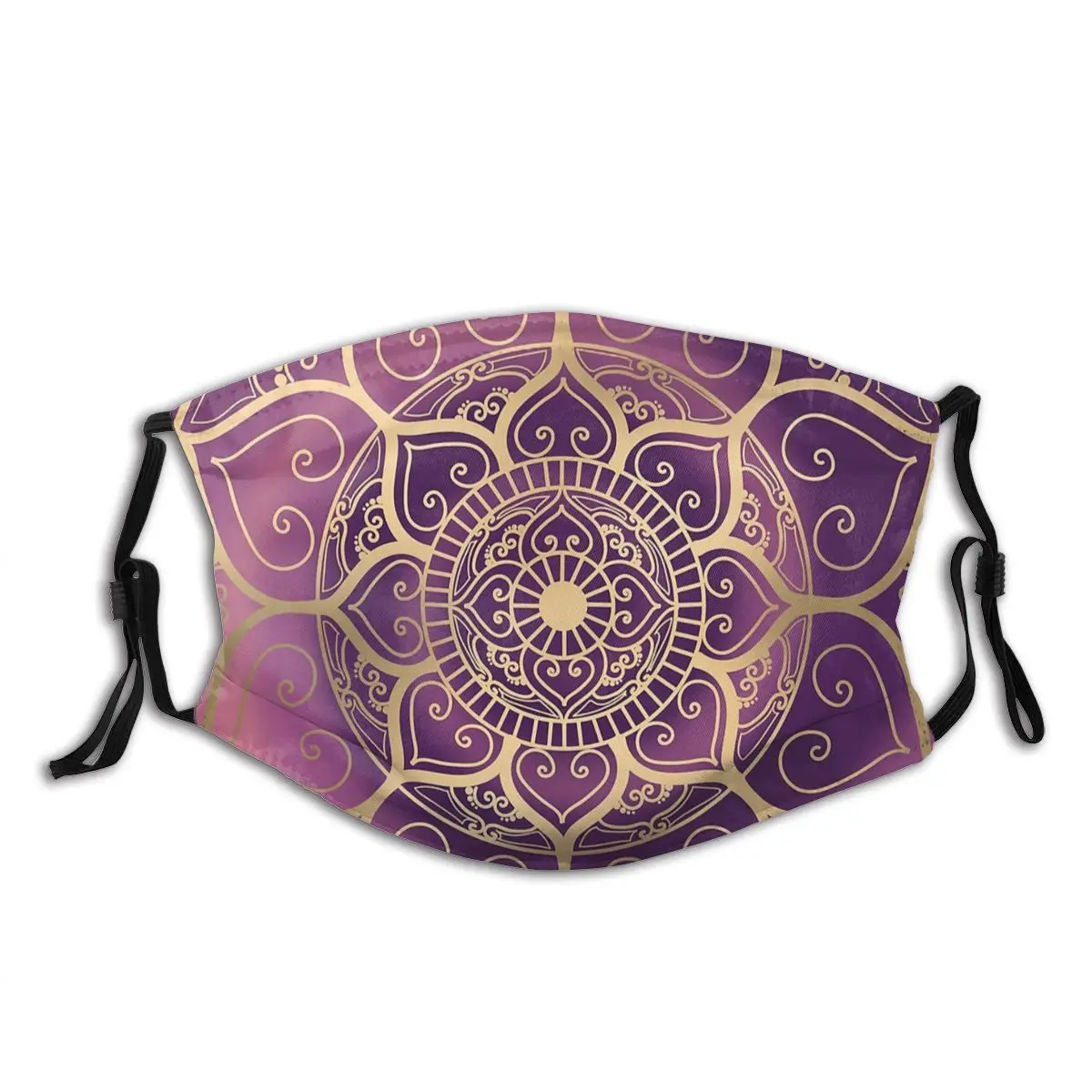 

Cosmic Gold Mandala Art Washable Printed Mouth Face Mask with Filters Windproof Dustproof Protection Cover Muffle for Men Women
