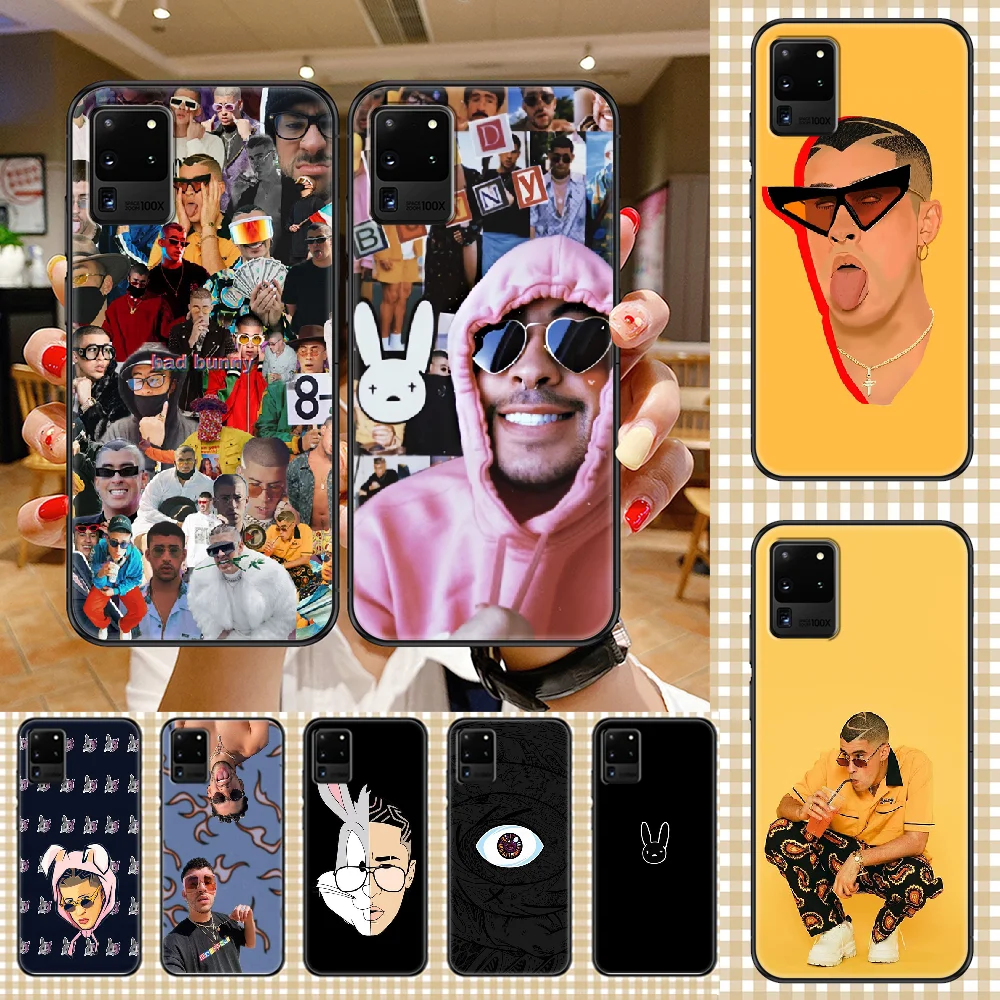 Чехол Rapper Bad Bunny для телефона Samsung Galaxy Note 4 8 9 10 20 S8 S9 S10 S10E S20 Plus UITRA Ультрачерный ТПУ