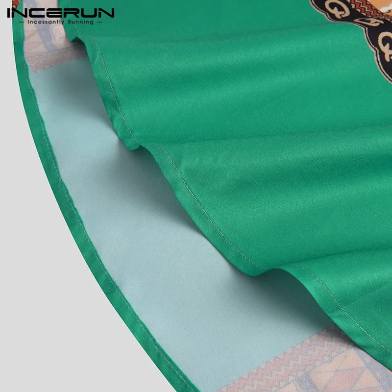 

INCERUN Men African Clothing Hooded Ethnic Style Printed Cloak Tops Vintage Casual Ponchos Loose African Dashiki Men Shirt S-5XL