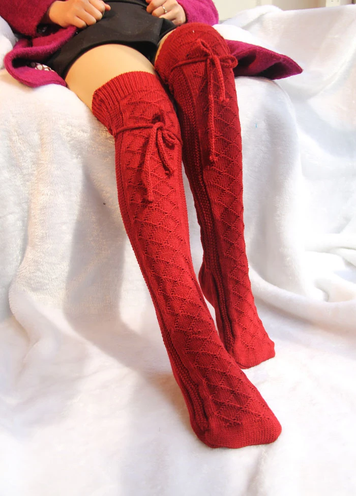 Зимние женские вязаные очень длинные сапоги высокие теплые Гольфы выше колена