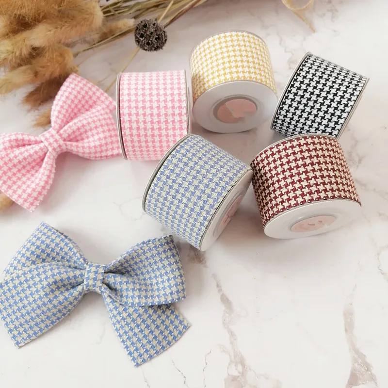 Kewgarden DIY Bow Corsage Hair Accessories Handmade Tape Houndstooth Ribbon 1.5