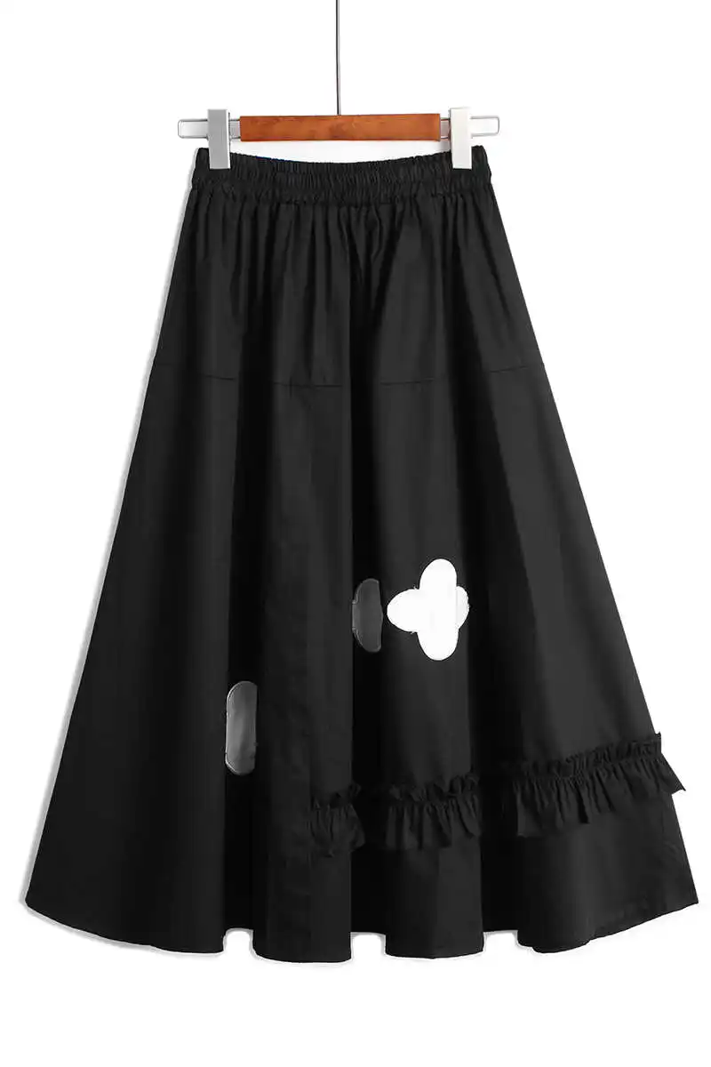 

IEQJ 2021 New Summer Clothes Fashion Women Tide High Waist A-line Printed Long Halfbody Skirt Female Bottom WS58601