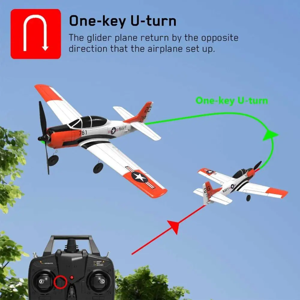 Новый продукт! VOLANTEXRC T-28 400 мм 4CH RC Самолет Warbird со стабилизатором Xpilot/однокнопочный