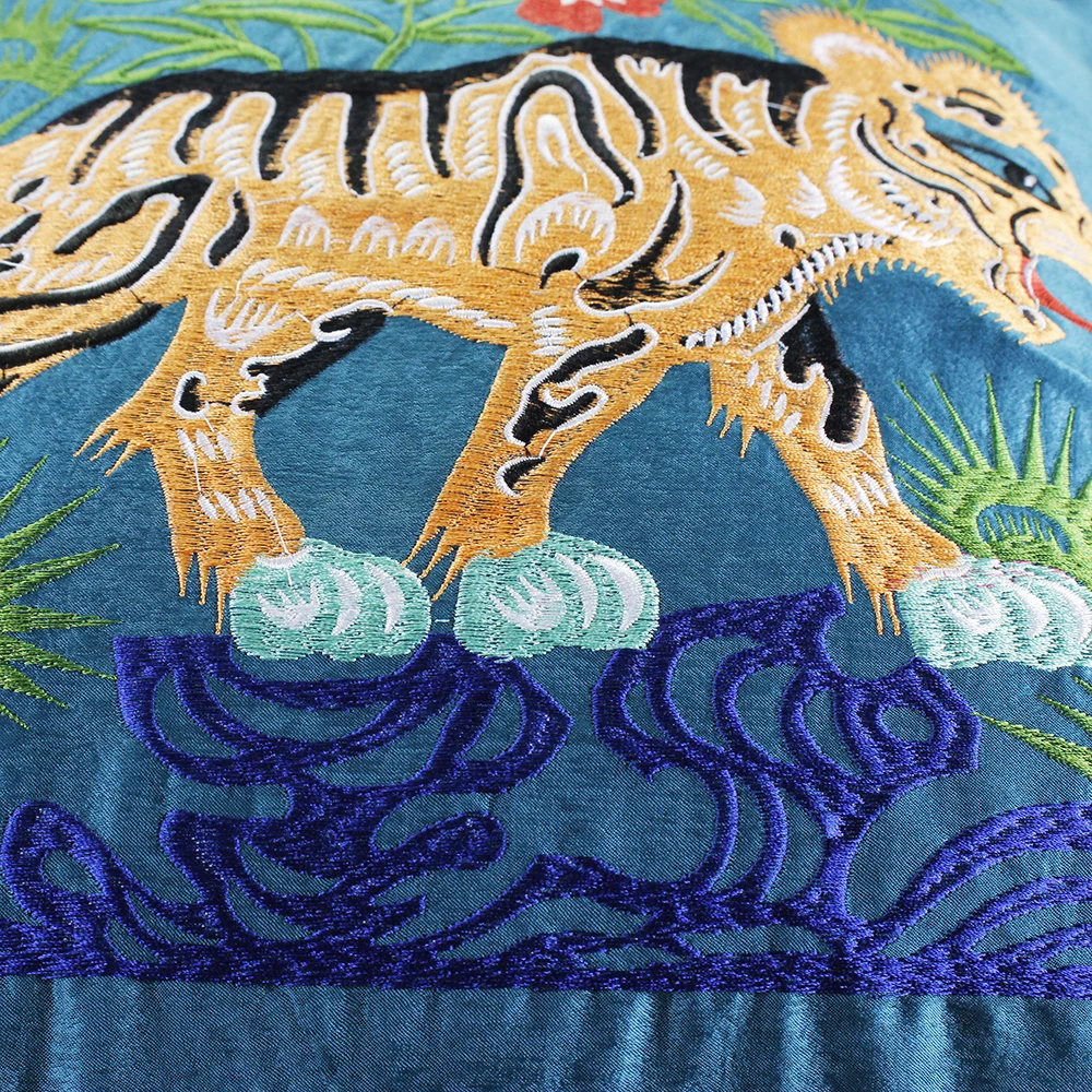 Вышивка властный Тигр Цветок Наволочка для ткани накидка подушки DIY ручной