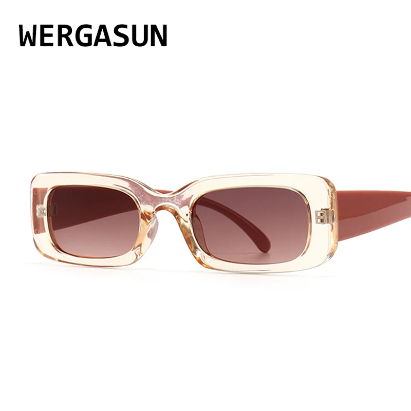 

WERGASUN Retro Small Rectangle Sunglasses Women Ins Popular Fashion Candy Color Eyewear Men Square Sun Glasses Shades UV400