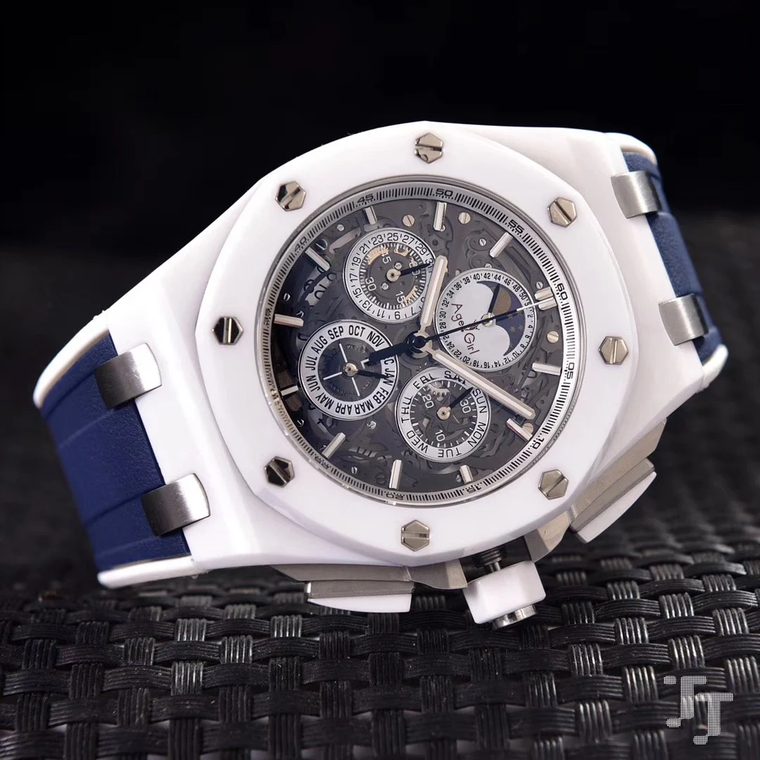 Роскошные брендовые новые мужские часы с хронографом и сапфиром GMT MoonPhase, белые керамические серые черные синие резиновые часы из нержавеющей стали AAA