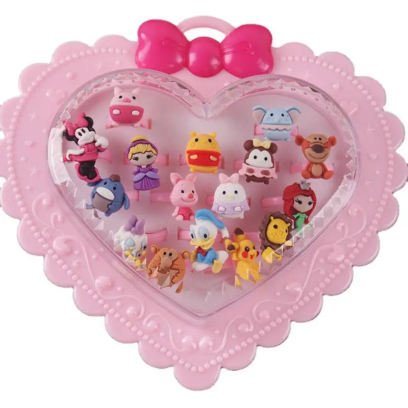 

16 pcs set Disney children's cartoon ring elsa princess ring Korean baby cute jewelry resin toy ring set
