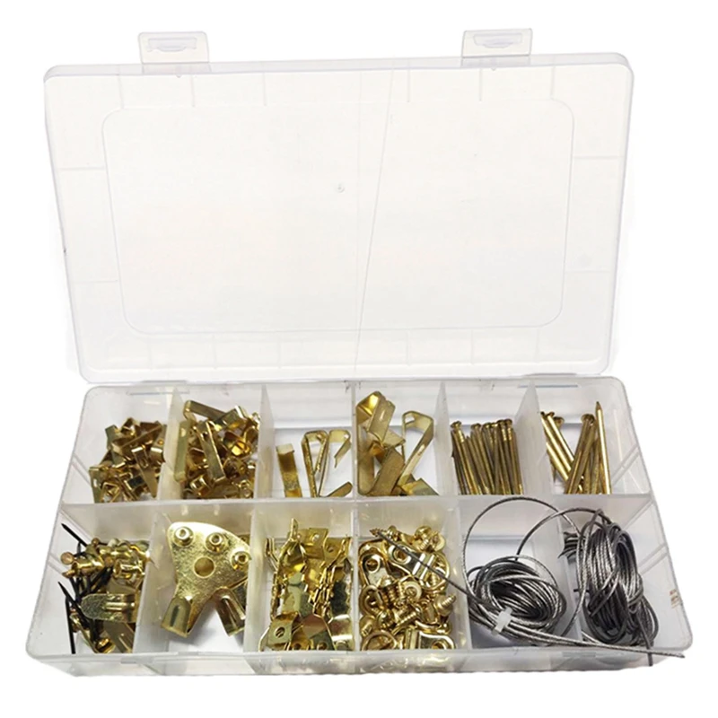 

225Pcs Nail Wall Hanging Set Boxed Metal Seamless Nail Wall Nail Photo Frame Hook Wire Rope Set