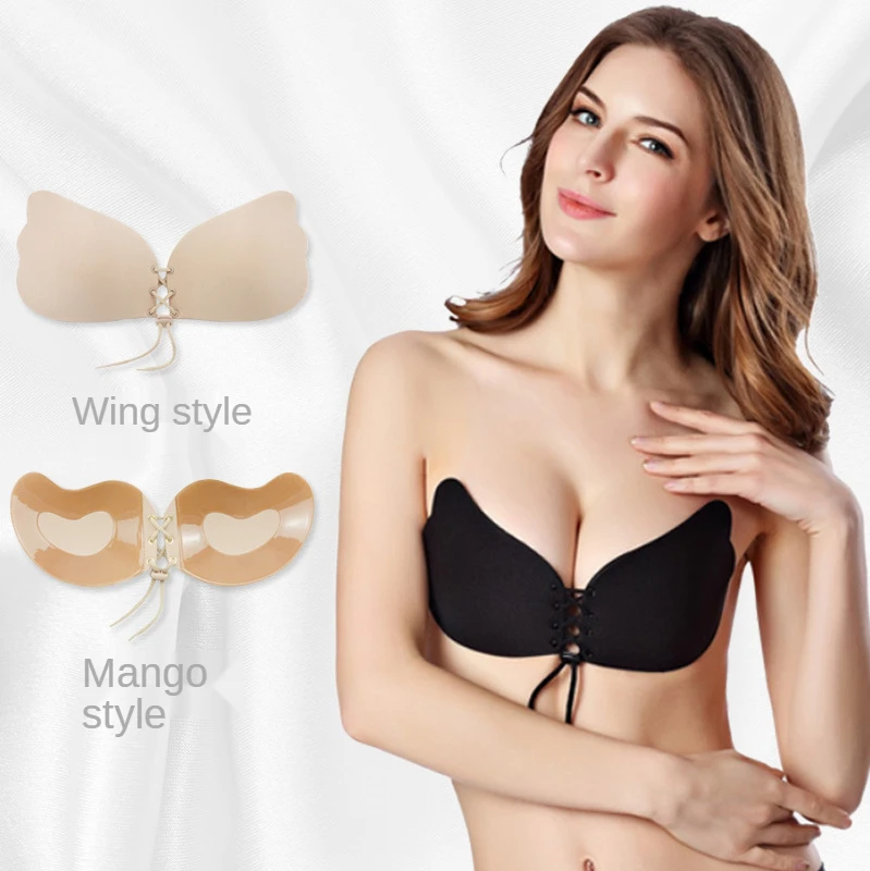 

Self Adhesive Strapless Invisible Bra Bandage Backless Solid Bras Sticky Gel Silicone Push Up Women Underwear Big Cup Chest Pads