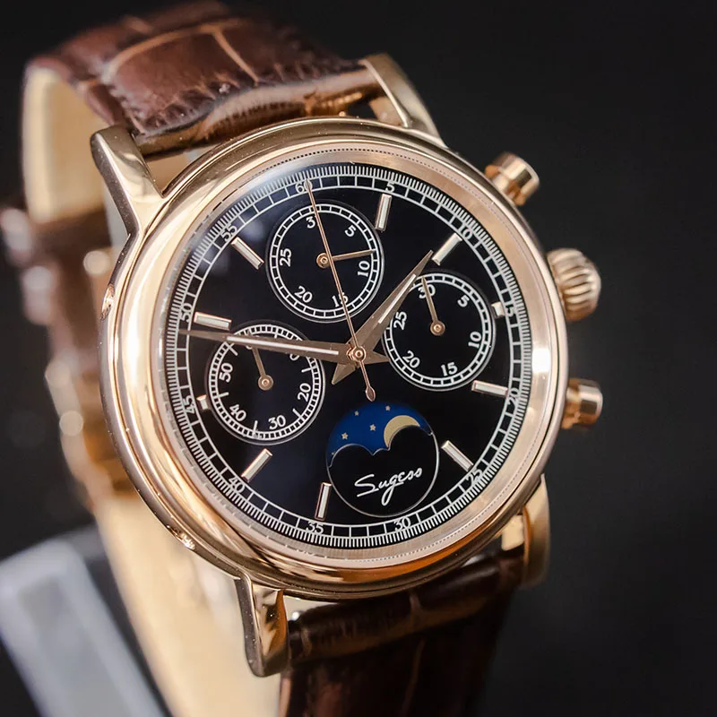 Супер Светящиеся механические часы с хронографом для мужчин ST1908 Moon Phase NATO Calendar мужские наручные часы Relogio