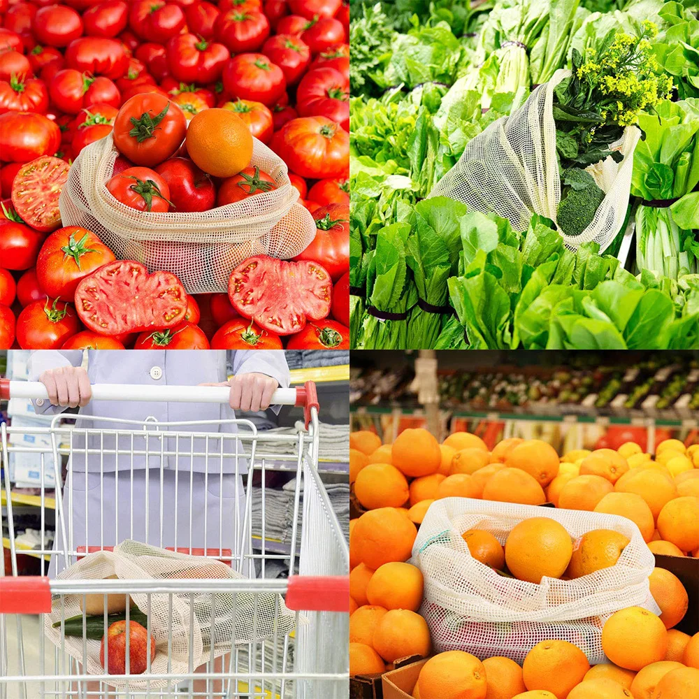 Хлопковые сетчатые мешки для овощей мешок производства многоразовая хлопковая