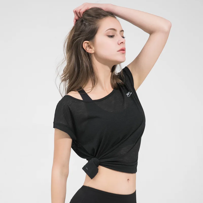 

Fitness Women's T Shirts Slim Fit For Sports Running Breathable Yoga Short Sleeve Yoga Top Womens Gym Shirt