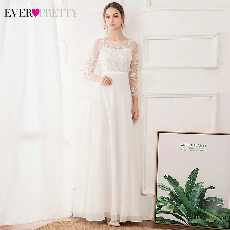 Платье Свадебное ТРАПЕЦИЕВИДНОЕ с рукавом 3/4 и круглым вырезом|Свадебные платья|