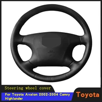 car hand stitched steering wheel cover braid wearable genuine leather for toyota avalon 2002 2004 camry 2002 2004 highlander