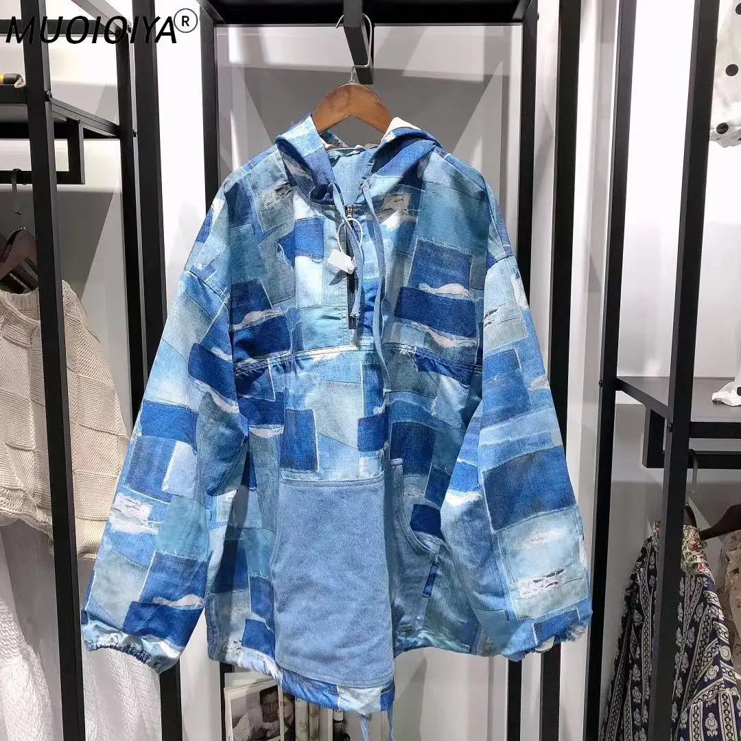 

Толстовка унисекс свободного покроя, с длинным рукавом и джинсовым карманом