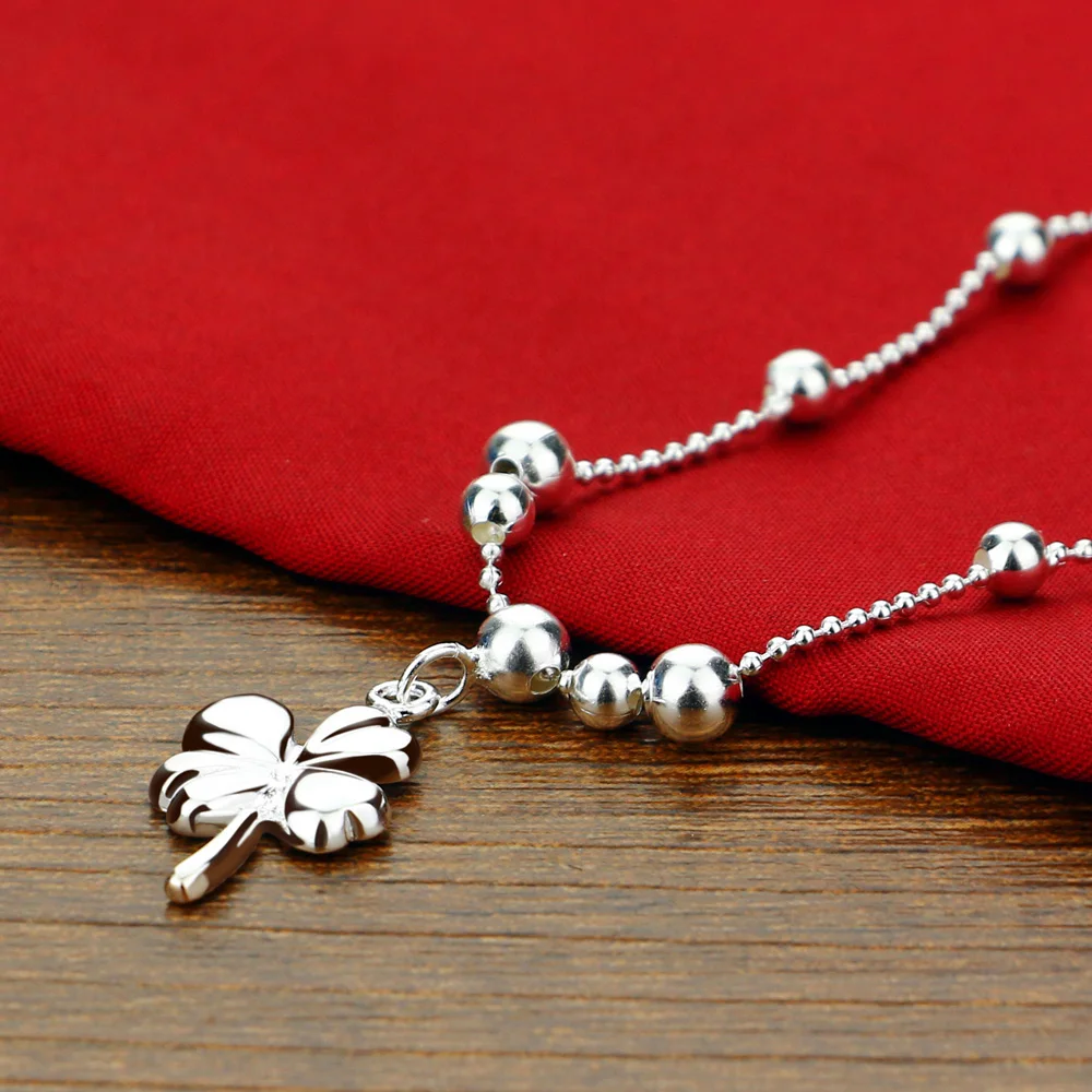 Женские богемные ножные браслеты с клевером из 100% стерлингового серебра 925 пробы