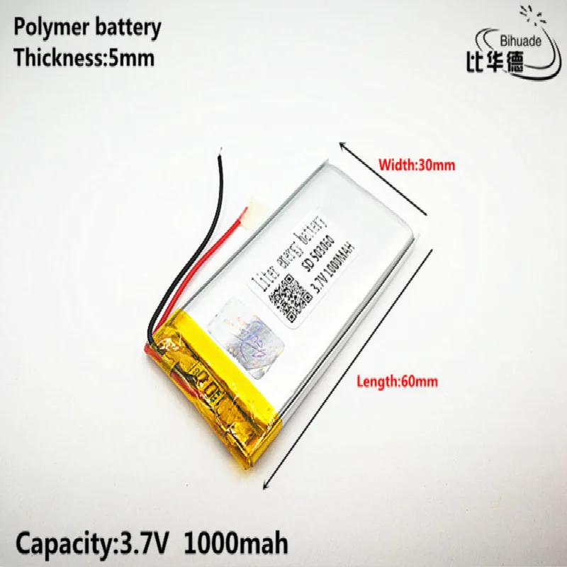 

Liter energy battery Good Qulity 3.7V,1000mAH,503060 Polymer lithium ion / Li-ion battery for TOY,POWER BANK,GPS,mp3,mp4