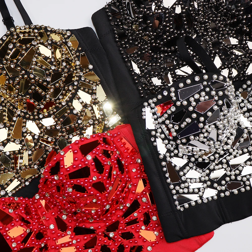 

Strap Tube Top Women Camis Diamond Beading Splice Sexy Backless Crop Top Nightclub High Waist Bodycon Female Camisoles DB905