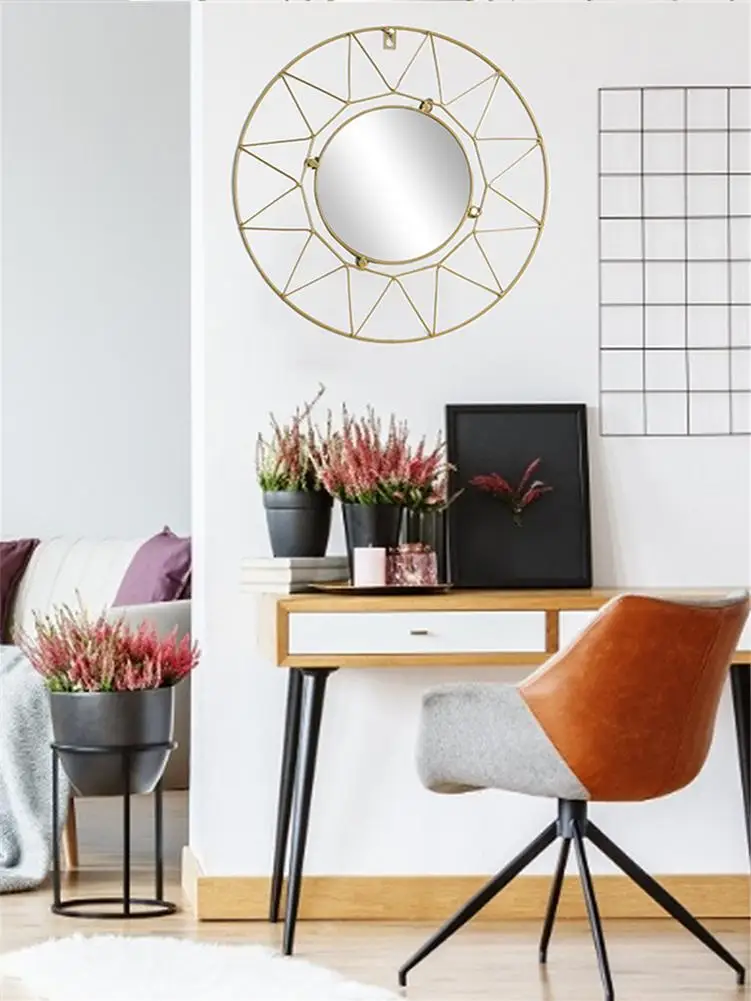 Металлическое настенное зеркало в европейском стиле круглое декоративное для