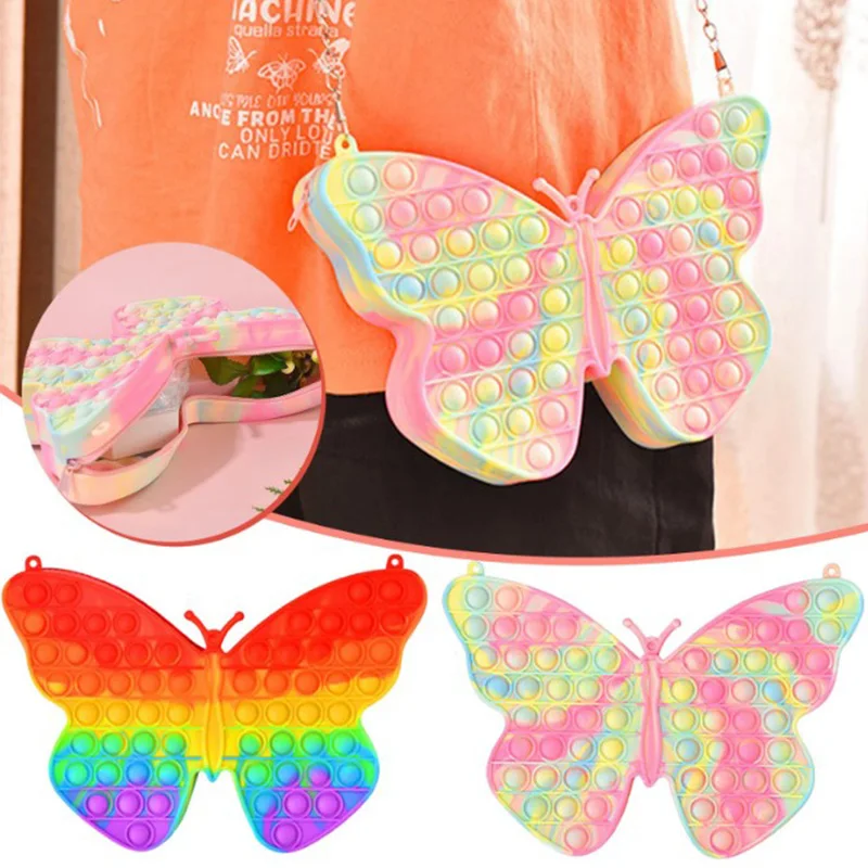 

Новый Поппер, сенсорный Поппер, силиконовый пузырьковый пакет с бабочкой, Поппер для декомпрессии, кошелек для монет, игрушка-антистресс