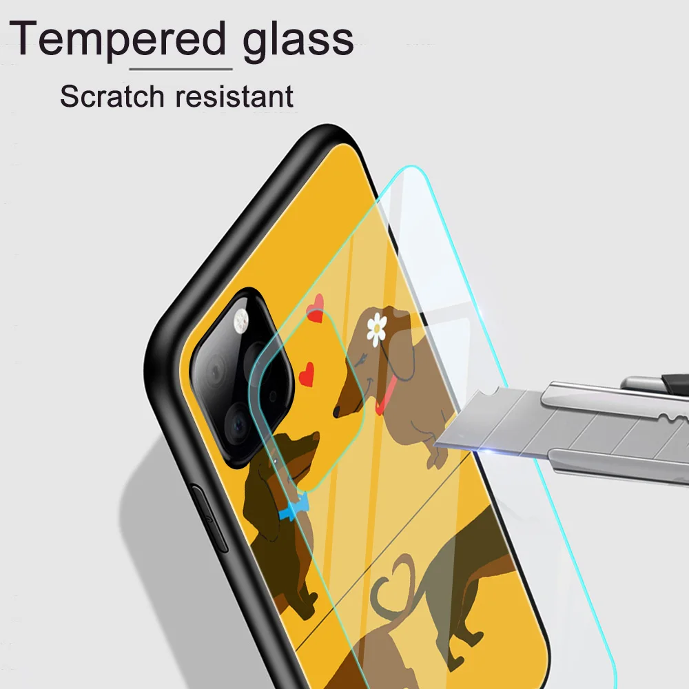 

Cute Dachshund Phone Case For iPhone 12 Pro XS Max XR 7 8 6 Plus 6S Soft TPU Back Cover For iPhone 11 SE 2020 Glass Cover Funda
