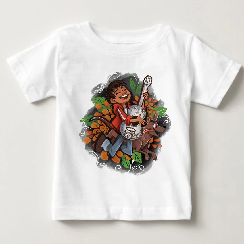 

2020 Coco Pixar Skull Kids T Shirt Children T-shirt Boys Girls Summer Tops Tees Cartoon Movie Toddler Baby Coco Clothes MJ