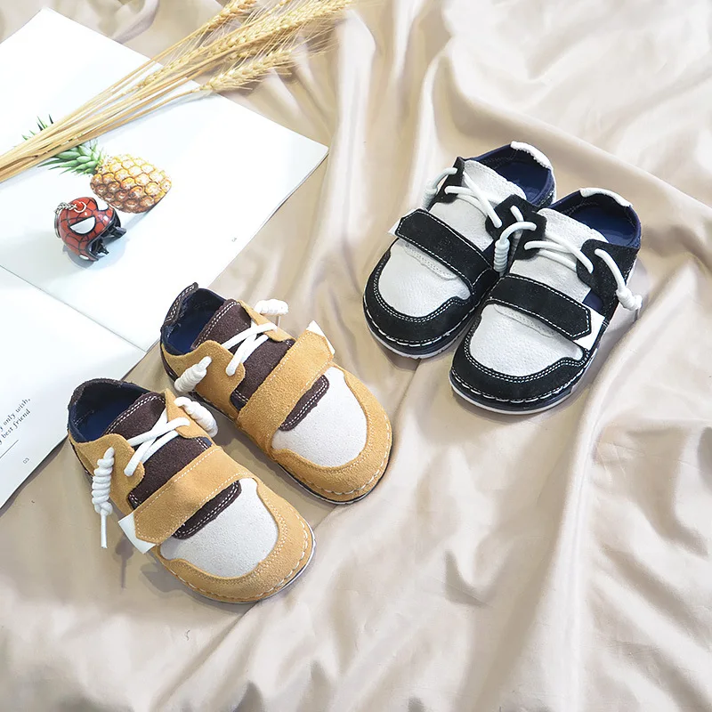 Boy casual shoes Kids leather Children barefoot soft sole gril Genuine Leather baby sneakers toddler | Мать и ребенок