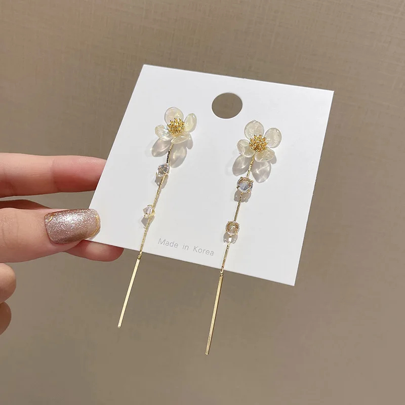 Женские длинные серьги-подвески в виде ракушек и цветов модные висячие серьги с