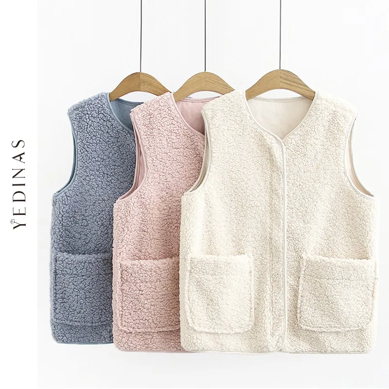 

Yedinas 2020 Новый женский жилет без рукавов зимняя теплая куртка женский короткий жилет корейский стиль жилет на молнии повседневные женские ку...