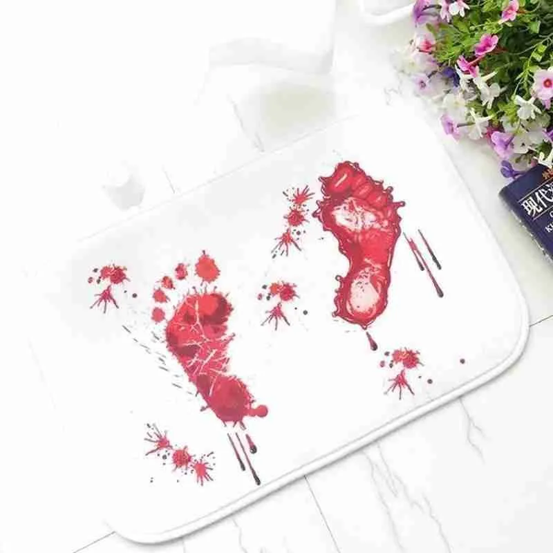 Halloween Blood Footprints Bath Mat Horror Rug Toilet Carpet Non Slip Absorbent Shower Bathroom Rugs Floor Kitchen | Дом и сад