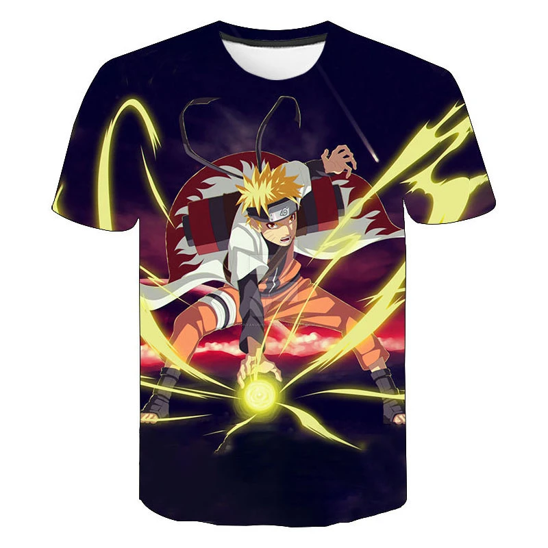 

Популярные летние футболки для мальчиков и девочек с 3D-принтом, японская анимация ниндзя, Саске, детская модная повседневная быстросохнуща...