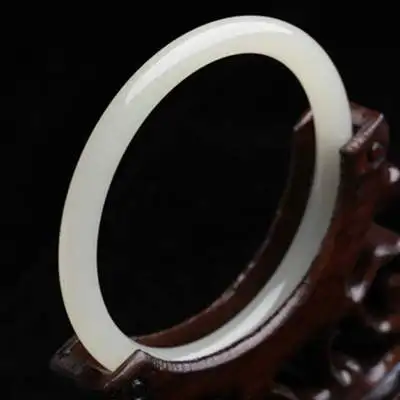 Натуральный нефритовый круглый белый браслет 54-62 мм Элегантные украшения