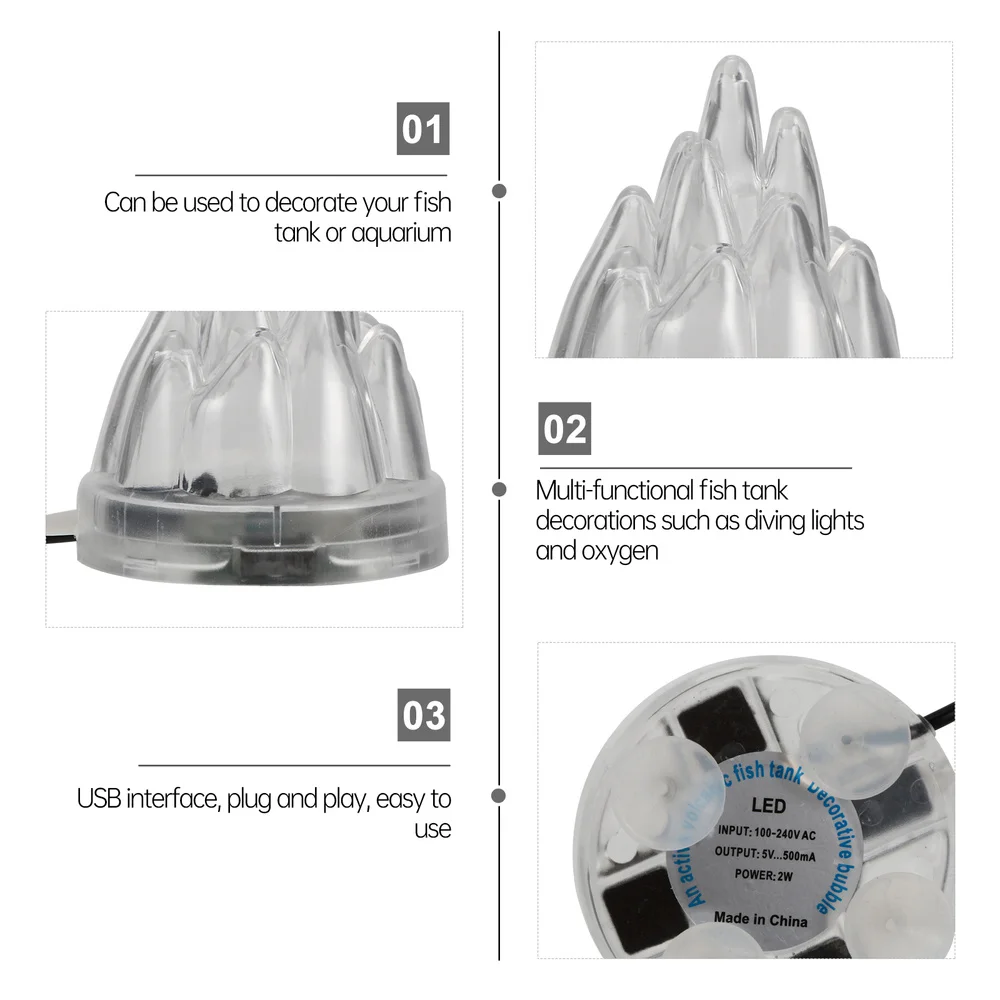 

1Pc Practical Fish Tank Light Ornament Unique Volcano Design LED Light (US Plug)