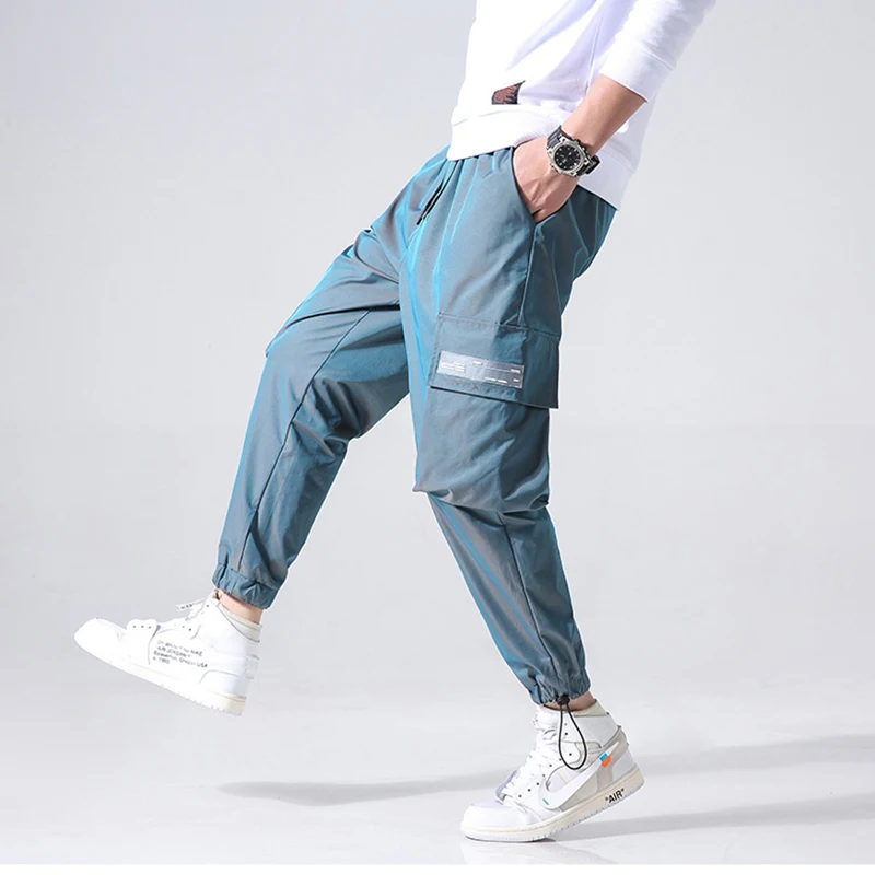 Мужские брюки-карго Techwear градиентные яркие штаны-шаровары в стиле панк джоггеры